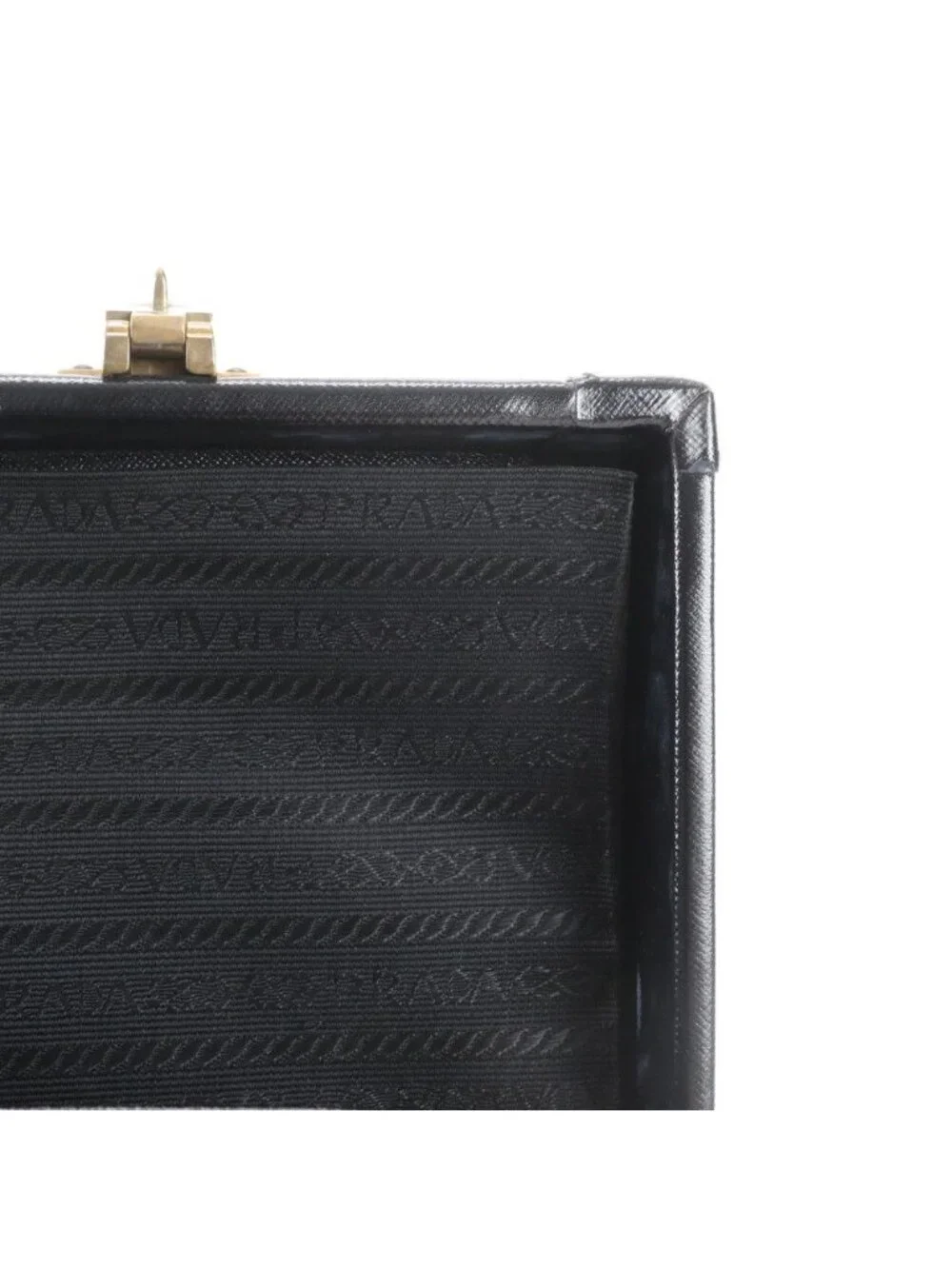 Prada Leather Attache Case Hard Document Business Briefcase Black
